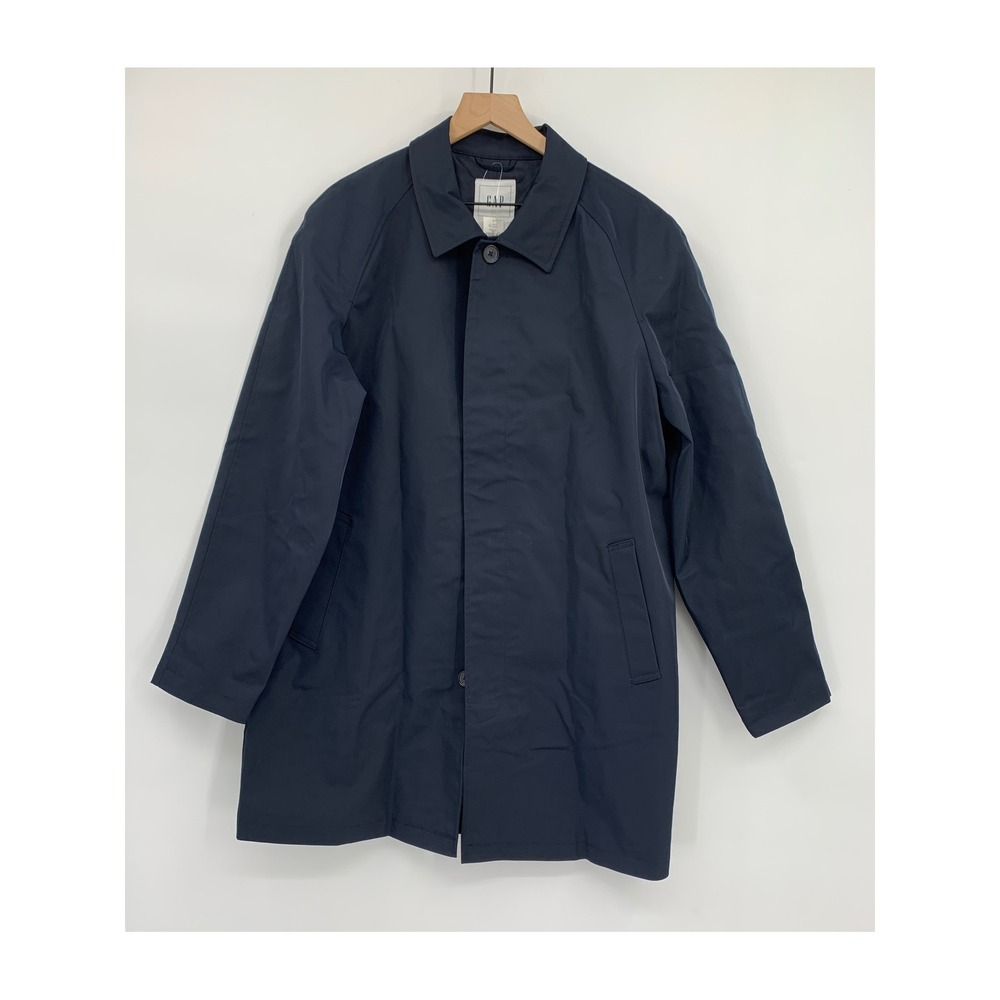 Gap Rain Jacket Mens Large Blue Mac Trench Coat Water Resistant Windproof NEW